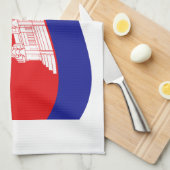 アンコールワットカンボジア国旗の波 キッチンタオル (四つ折り)