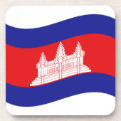 アンコールワットカンボジア国旗の波 コースター (正面)