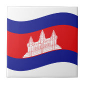 アンコールワットカンボジア国旗の波 タイル (正面)