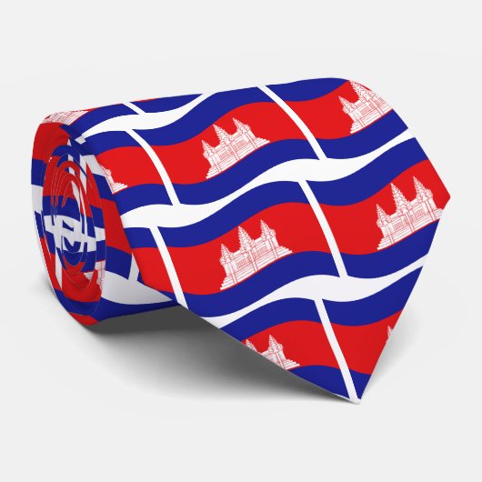 アンコールワットカンボジア国旗の波 ネクタイ (ロール)