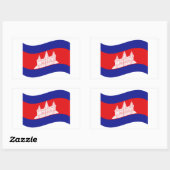 アンコールワットカンボジア国旗の波 長方形シール (シート)