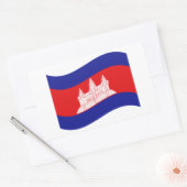 アンコールワットカンボジア国旗の波 長方形シール (封筒)