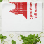 アンコールワットカンボジア/クメール国旗とモットー キッチンタオル (折り畳み)