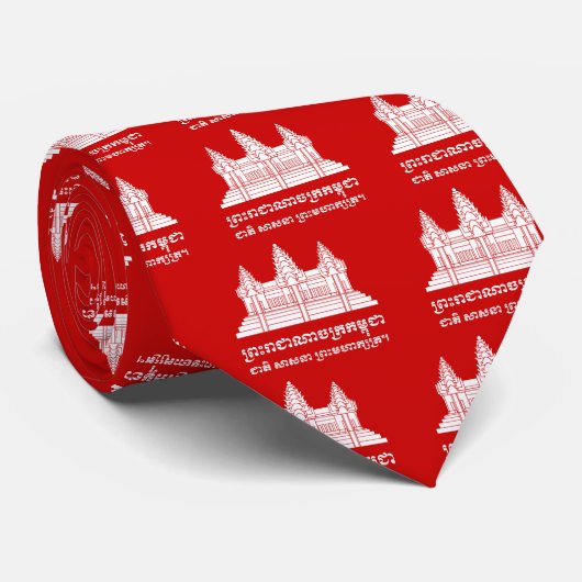 アンコールワットカンボジア/クメール国旗とモットー ネクタイ (ロール)