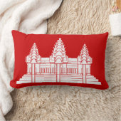 アンコールワットカンボジア/クメール国旗 ランバークッション (ブランケット)