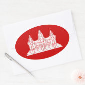 アンコールワットカンボジア/クメール国旗 楕円形シール (封筒)