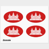 アンコールワットカンボジア/クメール国旗 楕円形シール (シート)