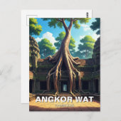 アンコールワットテンプルツリーカンボジア ポストカード (正面/裏面)