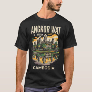 アンコールワット カンボジア レトロ旅行ポスター 70年代 Tシャツ