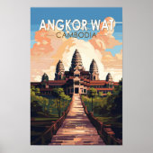 アンコールワット カンボジア 旅行 アート ヴィンテージ ポスター (正面)