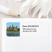 アンコール·ワットと湖に映る反射-カンボジア ラベル (インサイチュ)