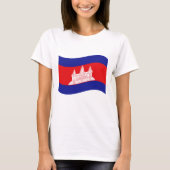 アンコール・ワットのカンボジアの旗の波 Tシャツ (正面)