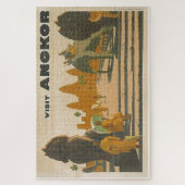 アンコール・ワットカンボジアのヴィンテージ旅行プリント ジグソーパズル (縦)