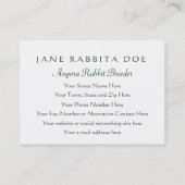 アンゴラのウサギの繁殖動物、両面ペット店- 名刺 (裏面)