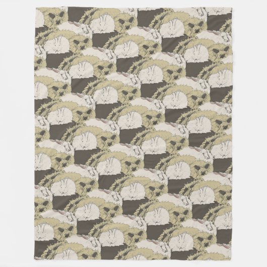 アンゴラのウサギ フリースブランケット (正面)