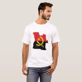 アンゴラの国旗と国土の地図 Tシャツ (正面フル)