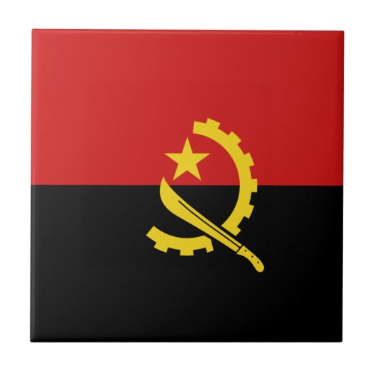 アンゴラの国旗 セラミックタイル (正面)
