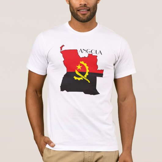 アンゴラの旗地図のワイシャツ Tシャツ (正面)