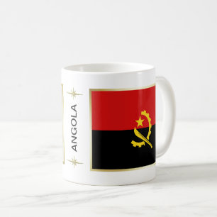 アンゴラの旗 + 地図のマグ コーヒーマグカップ