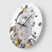 アンゴラヤギ絵を描のフローラ壁時計 ラージ壁時計 (傾斜)