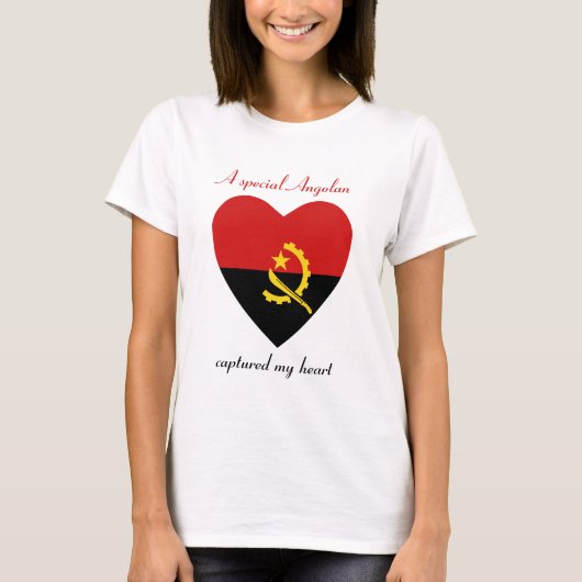 アンゴラ国旗スイートハートTシャツ Tシャツ (正面)