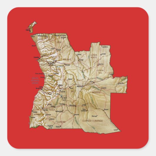 アンゴラ地図ステッカー スクエアシール (正面)