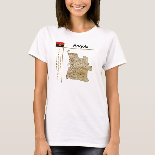 アンゴラ地図+国旗+タイトルTシャツ Tシャツ (正面)
