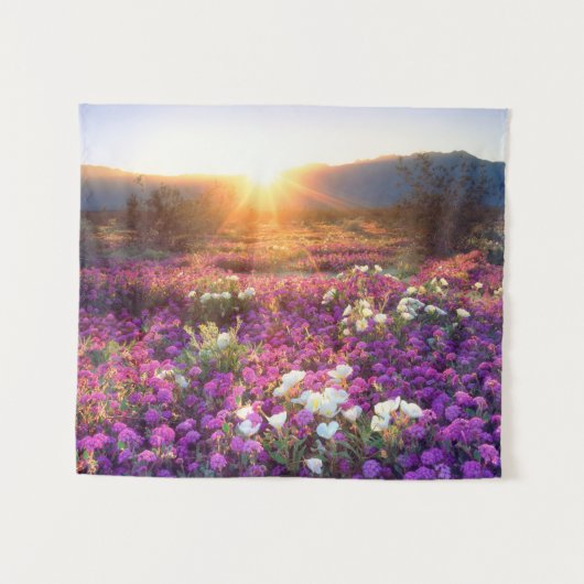 アンザ・ボレゴ砂漠の夕焼けと野の花 タペストリー (正面(横))