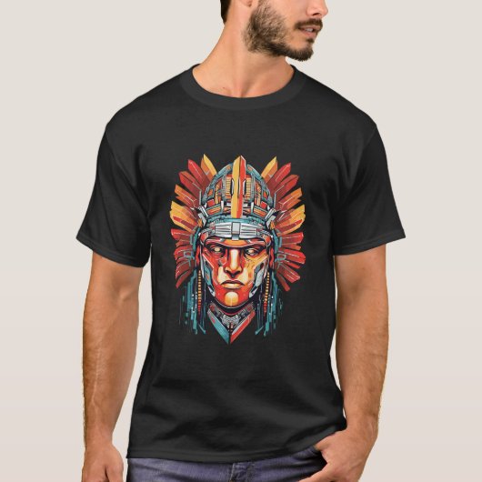 アンシャンアステカウォリアー神秘的抽象芸術 Tシャツ (正面)