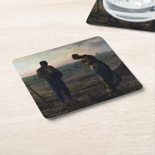 アンジェラス、ジャン=フランソワ・ミレー、1857年~1859年 スクエアペーパーコースター (アングル)