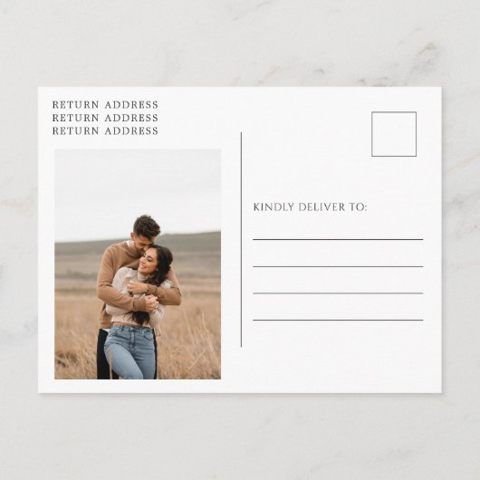 アンジェラモダンウェディング日付を保存 案内ポストカード (裏面)