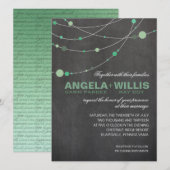 アンジェラ スタイリッシュ ストランド | チョークボード ミント フェルト 招待状 (正面/裏面)