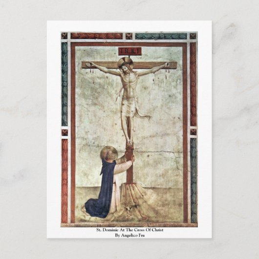 アンジェリコ・フラによるキリストの十字架での聖ドミニク ポストカード (正面)