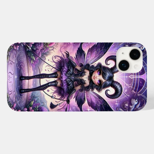 アンジェリナパープルゴシックフェアリー蠍座ホーン〔占星術の〕十二宮図 Case-Mate iPhoneケース (裏面 (横))