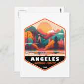 アンジェルス国立森林カリフォルニアヴィンテージエンブレム ポストカード (正面/裏面)