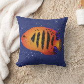 アンジェルフィッシュトロピカルフィッシュアートスキューバダイバーネイビーブルー クッション (ブランケット)