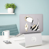 アンジェルフィッシュピエロフィッシュ白黒 シール (デスク上のノートパソコン)