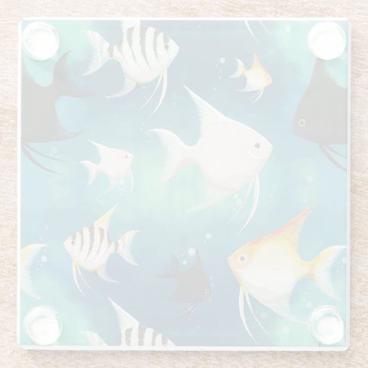 アンジェルフィッシュ水族館の模様 ガラスコースター (裏面)