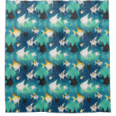 アンジェルフィッシュ水族館の模様 シャワーカーテン (正面)