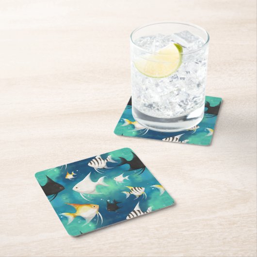 アンジェルフィッシュ水族館の模様 スクエアペーパーコースター (インサイチュ)