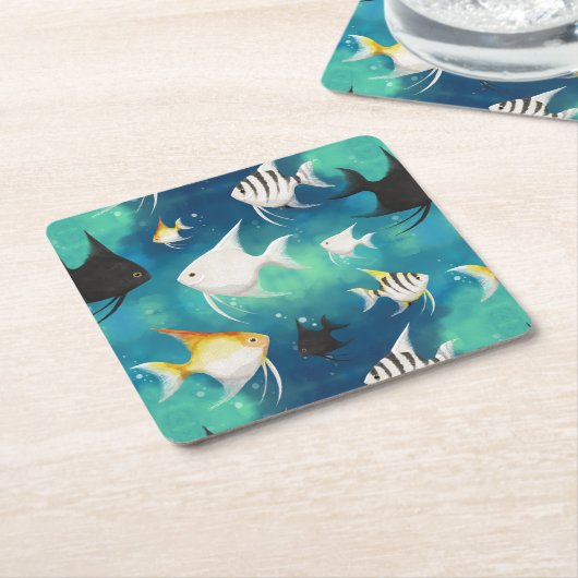 アンジェルフィッシュ水族館の模様 スクエアペーパーコースター (アングル)