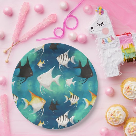 アンジェルフィッシュ水族館の模様 ペーパープレート (パーティー)