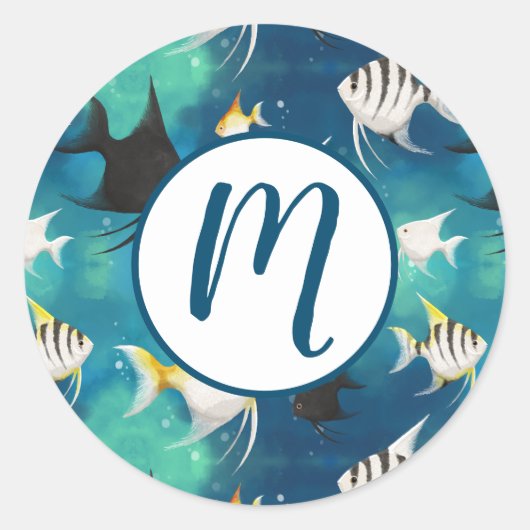 アンジェルフィッシュ水族館の模様 ラウンドシール (正面)