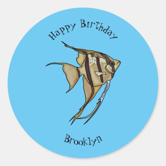 アンジェルフィッシュ漫画イラストレーション ラウンドシール (正面)