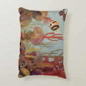 アンジェルフィッシュinサンゴ、ヴィンテージ熱帯魚in海 アクセントクッション (裏面(縦))