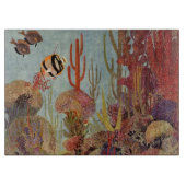 アンジェルフィッシュinサンゴ、ヴィンテージ熱帯魚in海 カッティングボード (正面)