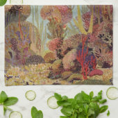 アンジェルフィッシュinサンゴ、ヴィンテージ熱帯魚in海 キッチンタオル (折り畳み)