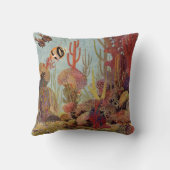 アンジェルフィッシュinサンゴ、ヴィンテージ熱帯魚in海 クッション (裏面)