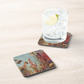 アンジェルフィッシュinサンゴ、ヴィンテージ熱帯魚in海 コースター (右側)