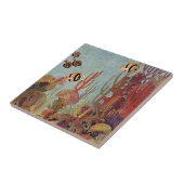 アンジェルフィッシュinサンゴ、ヴィンテージ熱帯魚in海 タイル (側面)